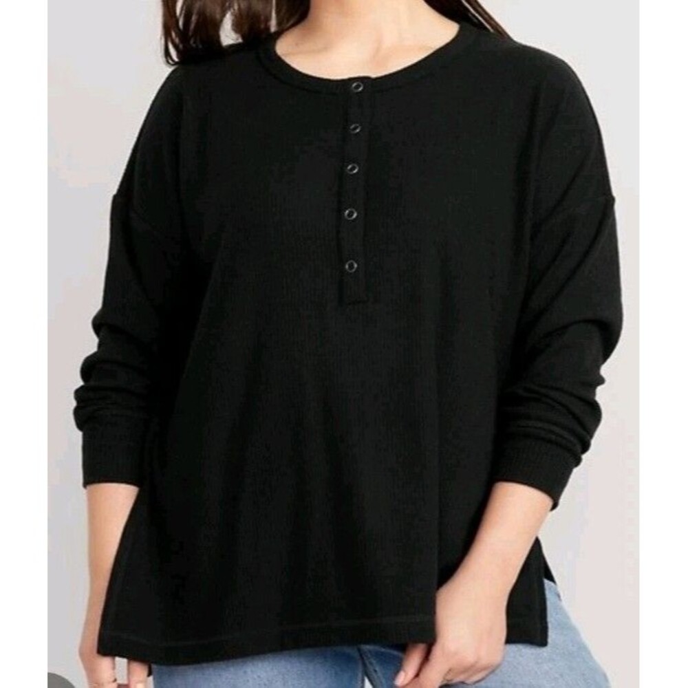 NWT Women's Old Navy Oversized Boyfriend Henley Top Size L N8